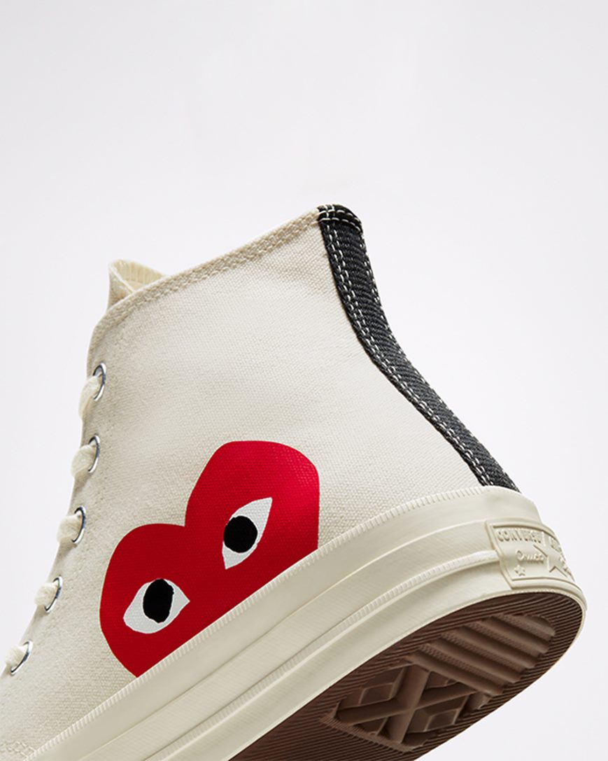 Zapatillas Altas Converse x Comme des Garçons PLAY Chuck 70 Hombre Blancas Rojas | PE 58WL47